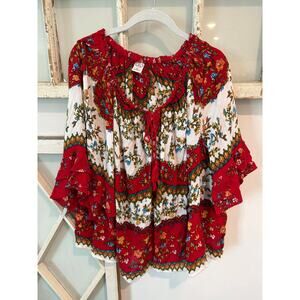 Bilabong boho peasant blouse top size XL